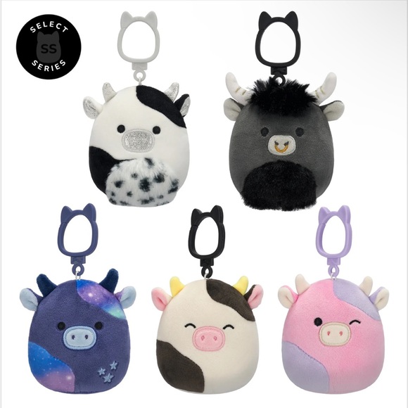 Squishmallows Other - Squishmallows Select Series cow clip bundle NWT